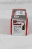 One box of Hornady 270 cal 130 gr GR SP. New, count 100.