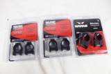 Three sets Warne rail mount rings. New in packages.