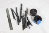 Bag of miscellaneous drill bits and three hole saws. Used.