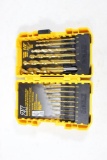 One DeWalt yellow plastic case with drill bits. Used, but complete.