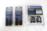 One Nikon A-Series scope rings and two A-Series scope bases. New in packages.