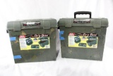 Two very large empty plastic ammo cans.