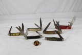 Five old pocket knives in poor condition. Also Imperial Ireland Swiss Army style knife as new.
