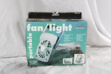 One Texsport portable fan/light. Like new in box.