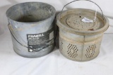 One old aluminum minnow bucket. Used.