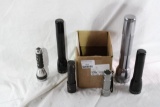 Five different sizes of small flashlights. Used.