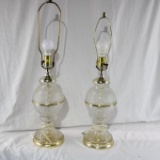 Two decorative crystal end table lamps with shades. In very nice condition.