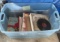 Plastic tub with records and old life magazines