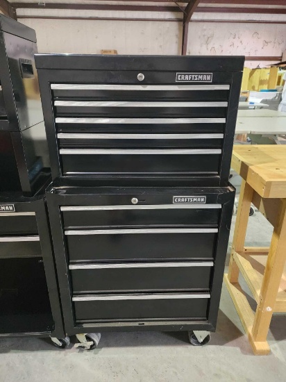Black craftsman stackable tool box on rollers