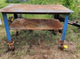 5 ft Metal rolling shop table