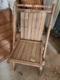 Set of 4 folding wooden slat chairs