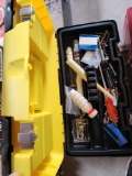 Plastic tool box with tools