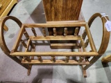 Small wooden doll rocking cradle. Missing bottom