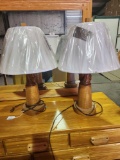 Set or wooden horse head lamps with shades