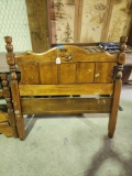 Twin size wooden headboard and foot board with ship inlay. Matches desk in Lot # 540 and chest in