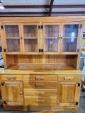 Wood hutch with top. Glass doors and shelves. Matches desk in lot #542.62