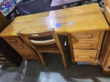 Small oak desk with 6 drawers with chair 47