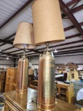 Pair of lamps made from old fire extinguishers