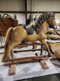 Wood carved rocking horse toy for dolls