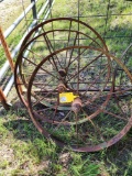 Lot of three iron wagon wheels