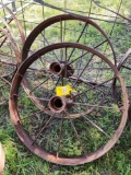 Lot of 2 iron wagon wheels