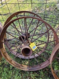 Lot of 2 iron wagon wheels