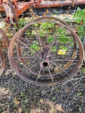 Pair of iron wagon wheels