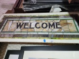 Stained glass welcome sign