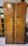 Locking wood wardrobe with hanging area and shelves 36