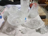 Lot of crystal bowls, vases,plates, decanter, punch bowl