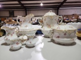 Several pieces of Warwick China, Tudor rose pattern....Includes basin and pitcher, covered soup dish