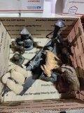 2 boxes of cast iron and metal figures and animals