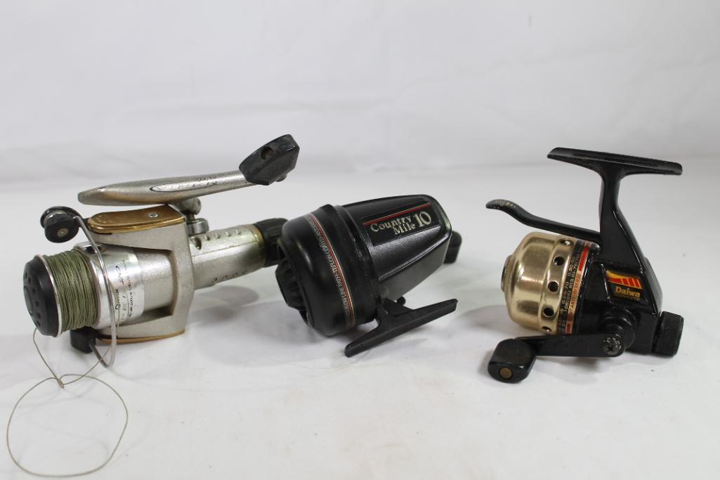 Three spinning reels, two closed face and one
