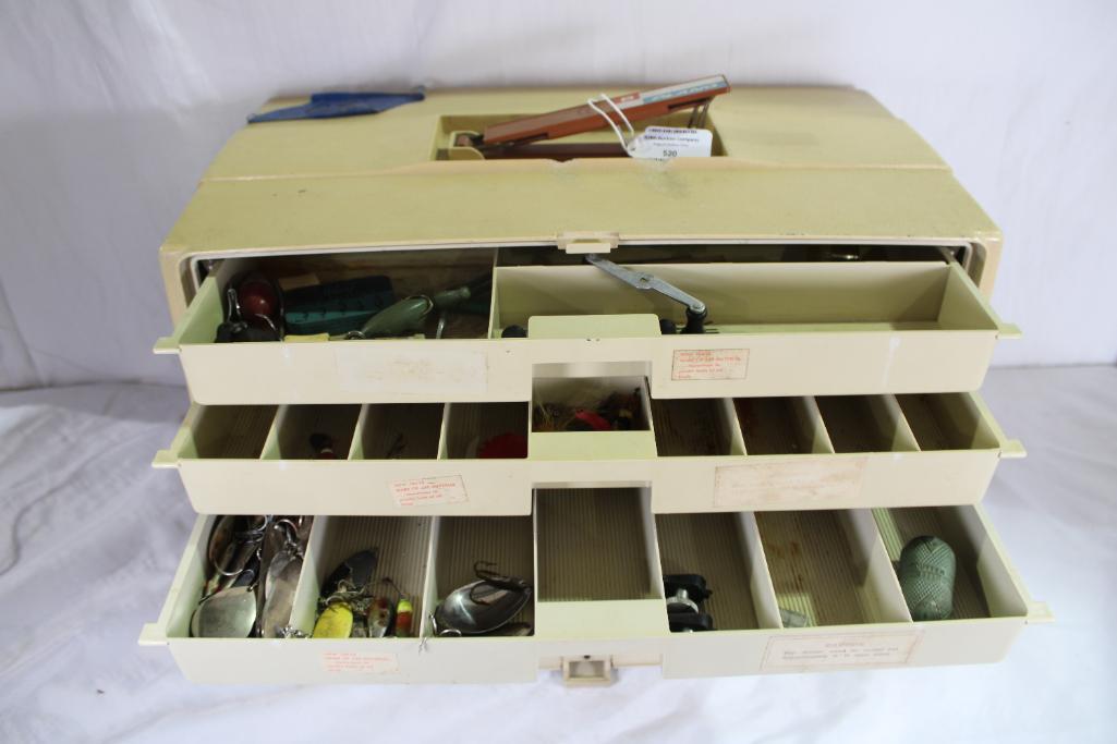 One Plano 747 large fishing tackle box with some