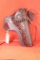 Dark brown tooled leather right handed belt medium revolver western style holster with leg tie and
