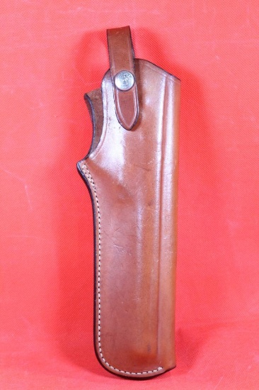 Bianchi #89 22 auto HS brown leather right handed belt holster with snap trigger loop. Used very
