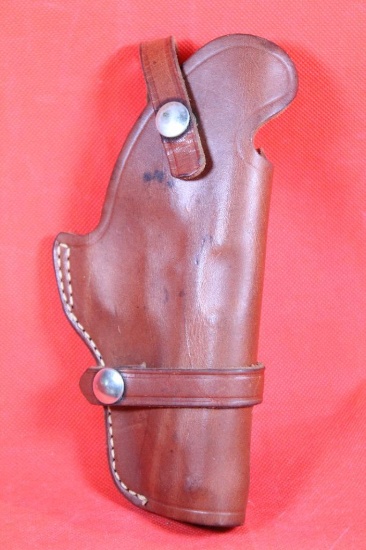 S&W brown leather right handed single strap belt snap holster for S&W 39. Like new.