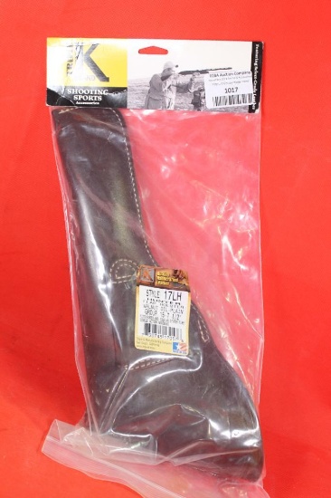 Triple K black walnut leather left handed flap holster for 51/2" for single action revolvers. New in