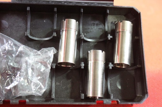 Charles Daly 20 ga choke tube set with wrench in black plastic case.