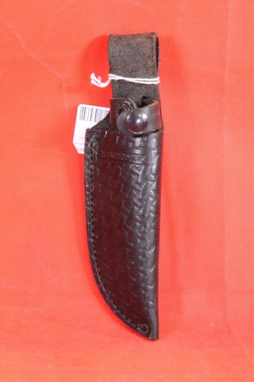 Winchester black leather fixed 4" blade knife sheath.