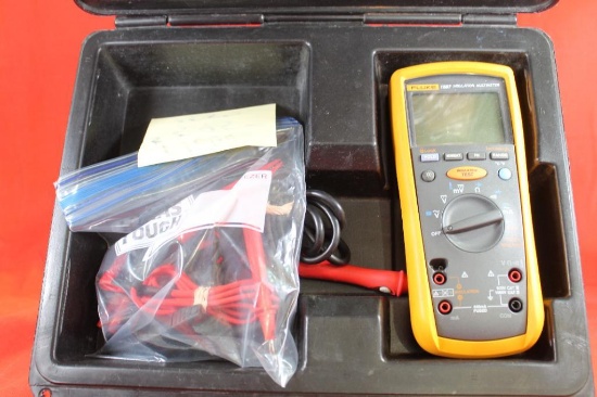 ...Fluke model...1587 multi volt meter in black plastic case. Used in very good condition.