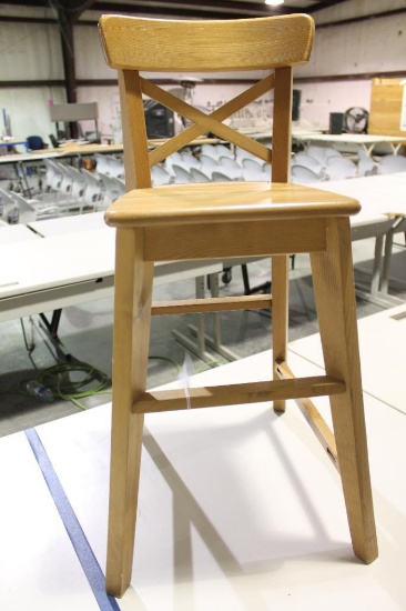 Small wood IKEA stool 30" tall, 24" to seat, 14 inches wide. Will not ship, pick-up only.