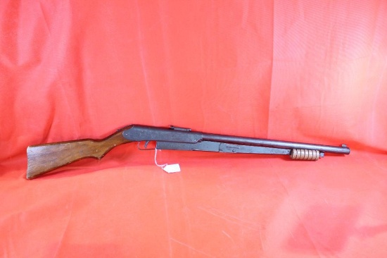 Barrel pump spring cock BB gun. Unknown manufacturer. Used, some rust on metal.
