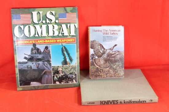 Three hardcover books. Hunting the American Wild Turkey with dust cover, Knives and Knife Makers and