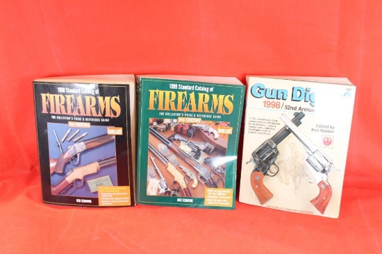 Three paperback books. 1998 Gun Digest 52nd Edition, 1998 Firearms 8th edition and 1999 Firearms.