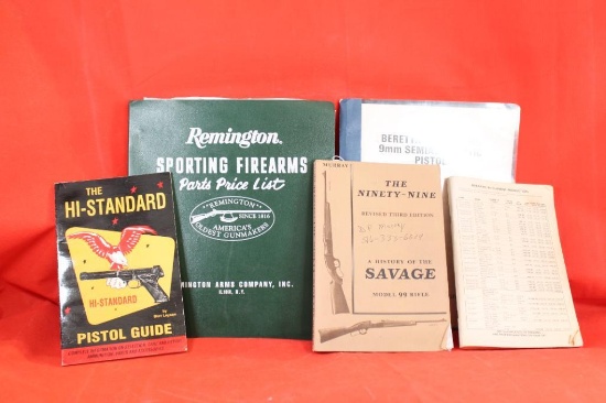 Five paperbacks. Savage The Ninety-Nine, The Hi-Standard pistol guide, Firearms in current