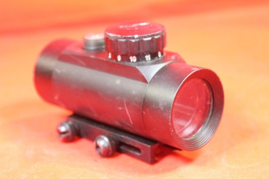 Barska red dot scope. Missing adjustment covers. Used.