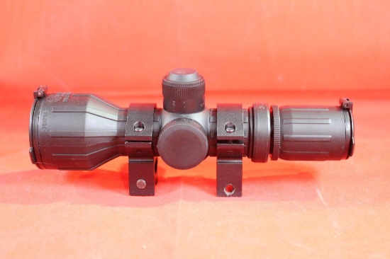 Target Sports Tactical 3-9x42RE Illuminated rifle scope with rail mount rings. New in box.