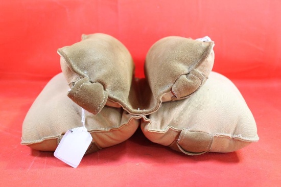 Tan leather sand filled Uncle Bud's Bull Bag shooting bag