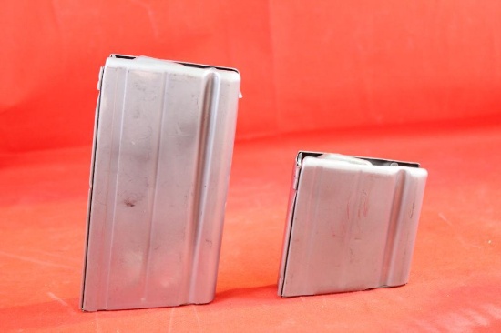 Two matt steel M14/M1a magazines. One 10 round and one 20 round.